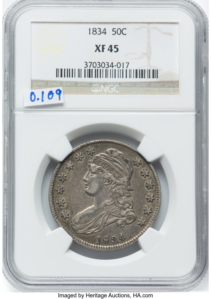 1834 50c Small Date, Small Letters, O-109 VG10 thumbnail 16