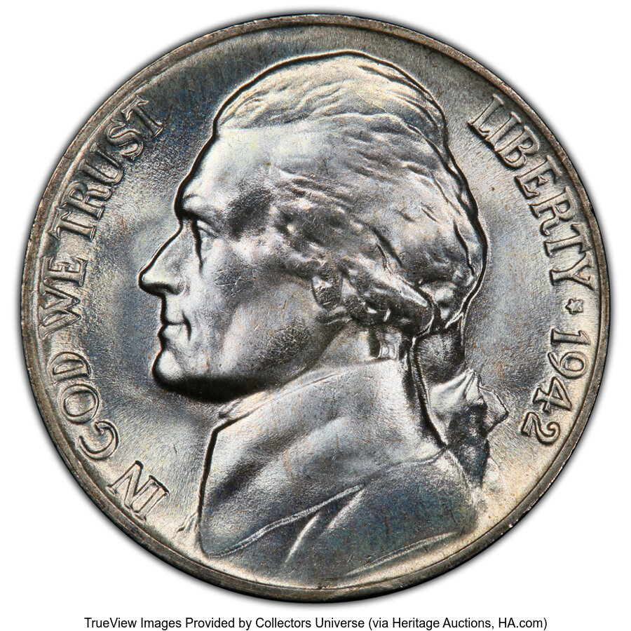 1942-P/P 5c Type 2, Repunched Mintmark, FS-501 MS FS