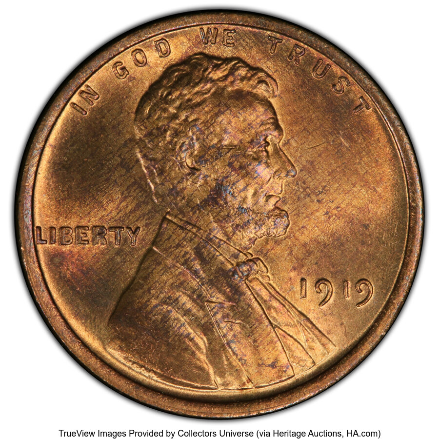 1919 1C MS64 Red and Brown PCGS. Mintage 392,021,000. ...