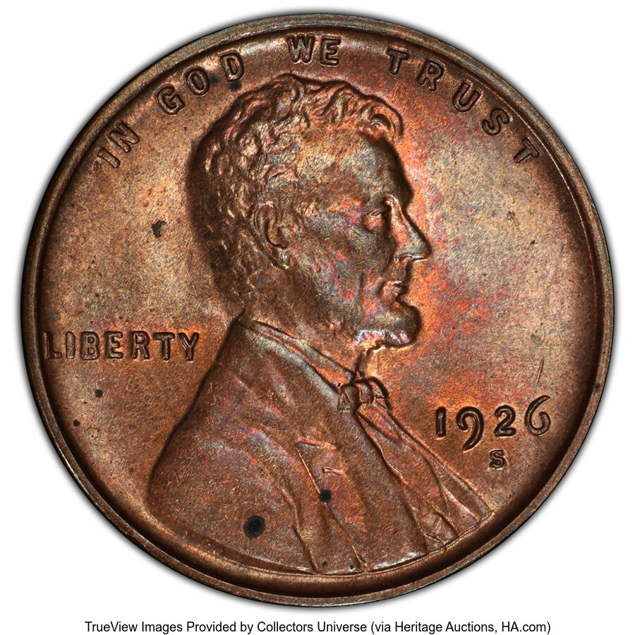 1926-S 1C MS64 Red and Brown PCGS. PCGS Population: (232/24 and 3/1+). NGC Census: (116/35 and 0/1+). CDN: $1,100 Whsle. Bi...