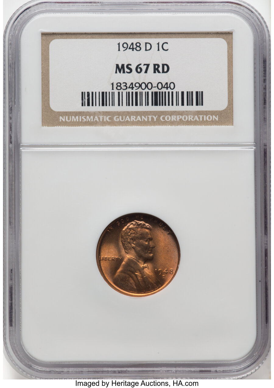 1948-D 1C MS67 Red NGC. Mintage 172,637,500. ...
