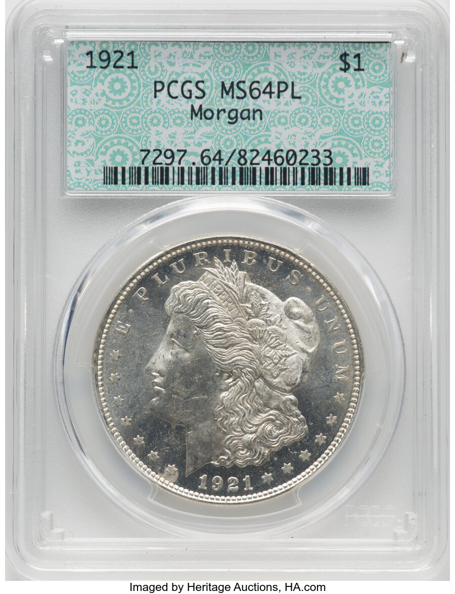 1921 $1 MS64 Prooflike PCGS. Mintage 44,690,000. ...