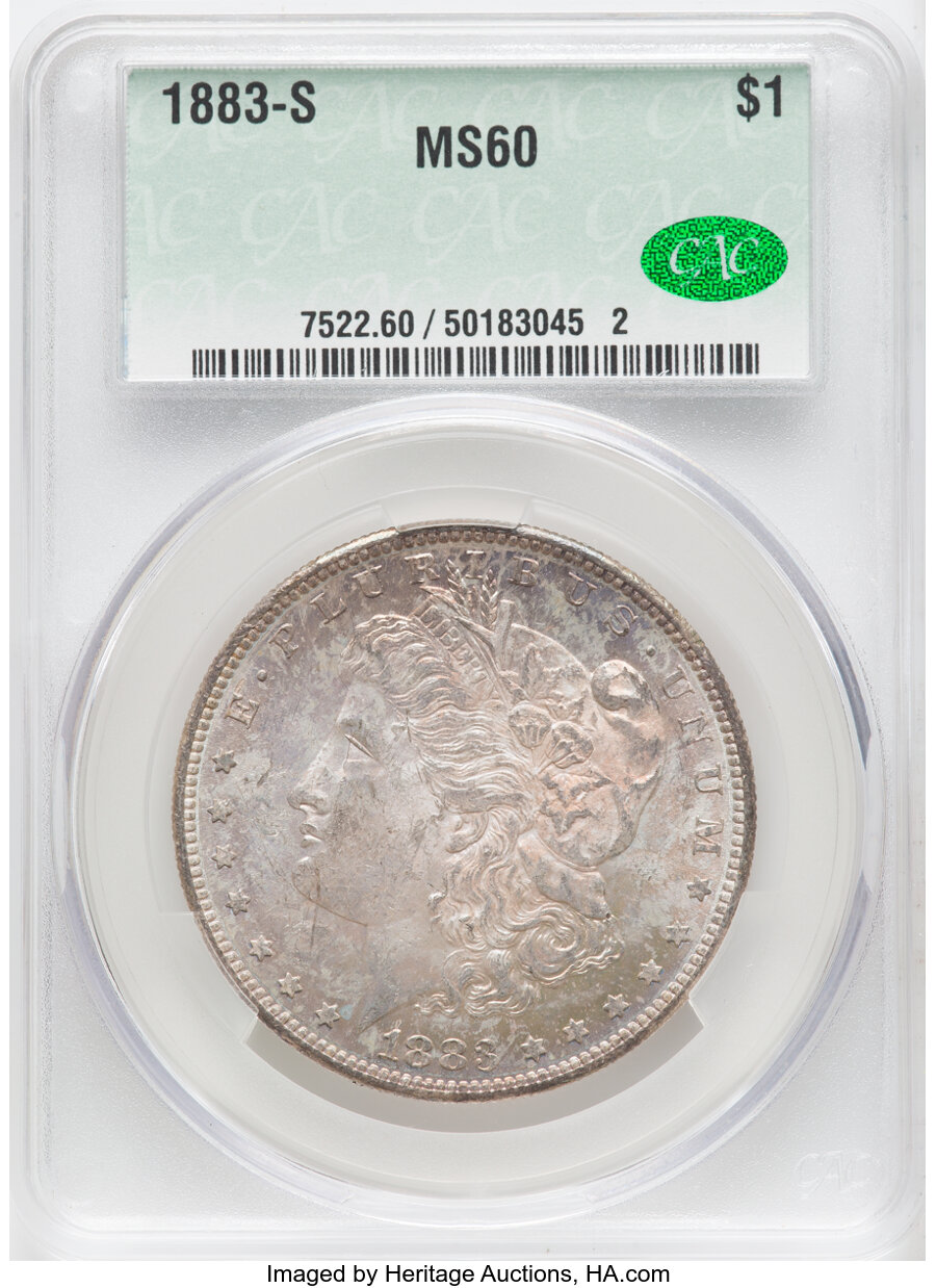 1883-S $1 MS60 CACG. Mintage 6,250,000. ...