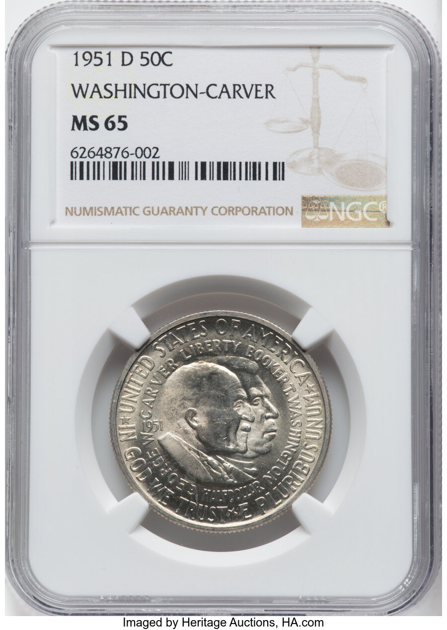 1951-D 50C Washington-Carver MS65 NGC. Mintage 10,004. ...