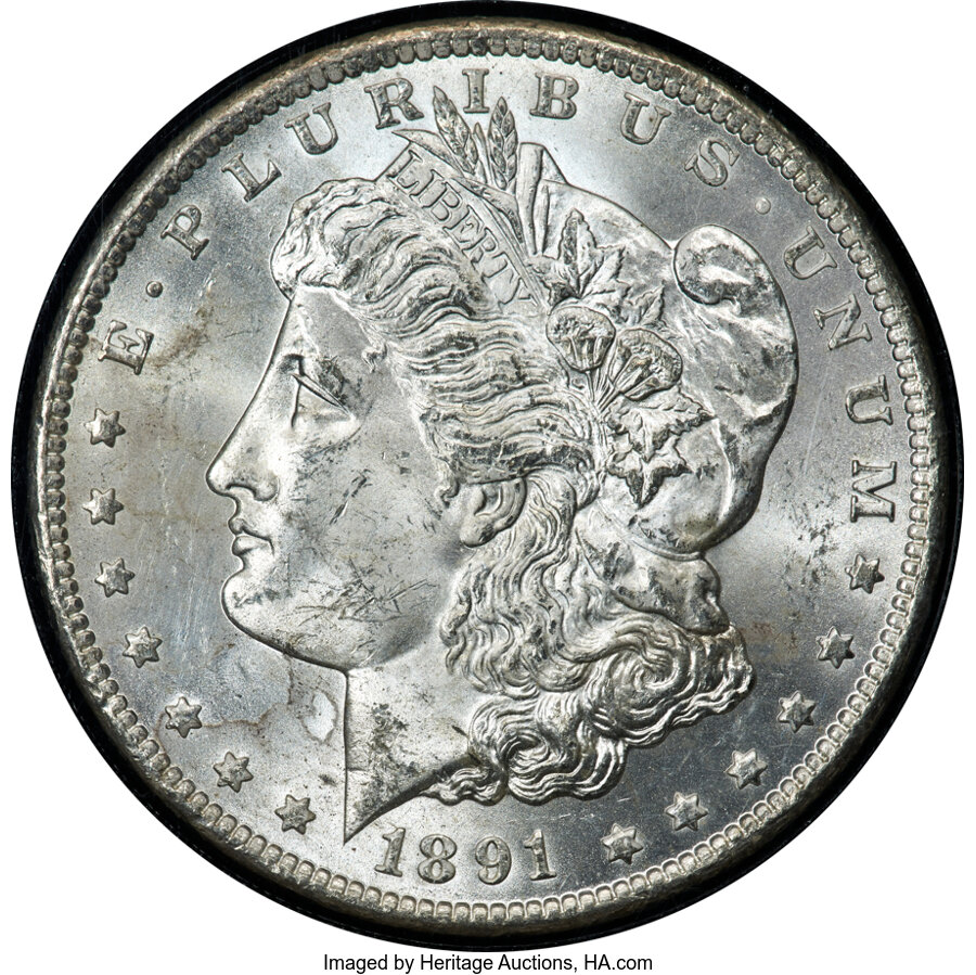 image for: 1891-CC $1 Spitting Eagle, VAM-3, GSA, MS63 NGC....