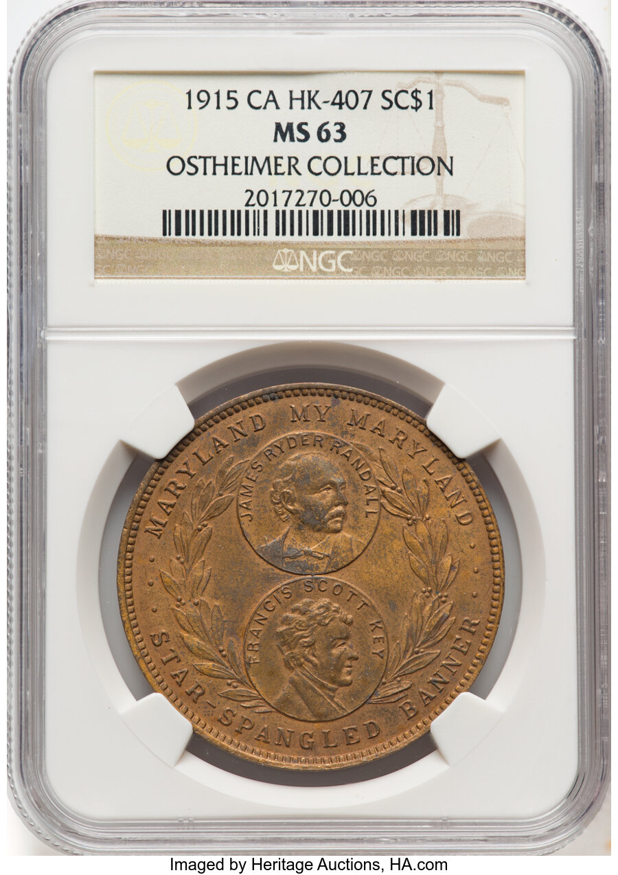 image for: 1915 Panama-Pacific International Exposition, Maryland at Pan-Pac, Bronze, HK-407, SH 18-18 YB, R.5, MS63 NGC. Ex: Ostheimer...