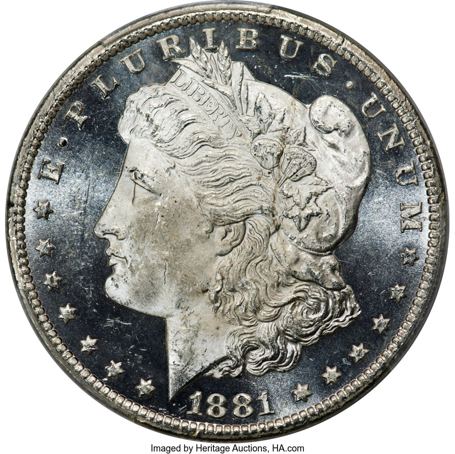 1881-CC $1 MS64+ Deep Mirror Prooflike PCGS. CAC....