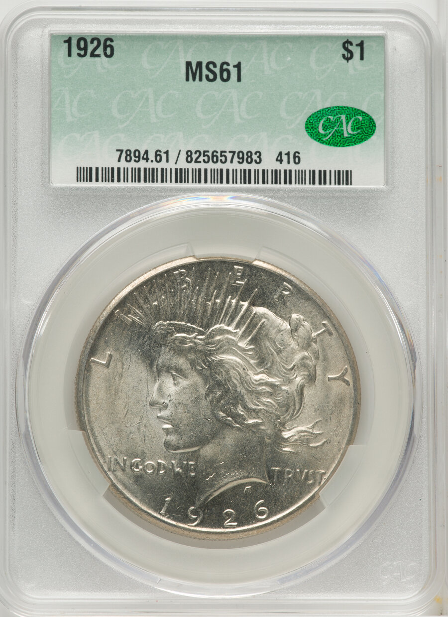1926 $1 MS61 CACG. Mintage 1,939,000. ...