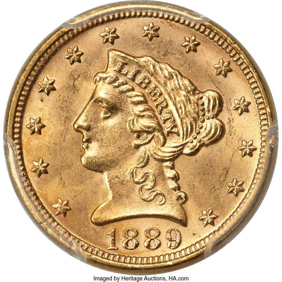 1889 $2 1/2 MS65 PCGS. CAC....