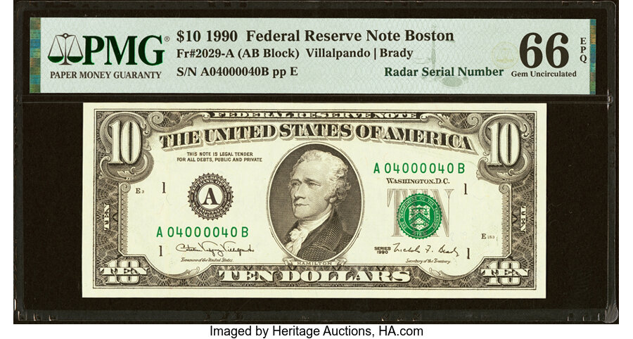 1990 $10 (Fr. 2029A)