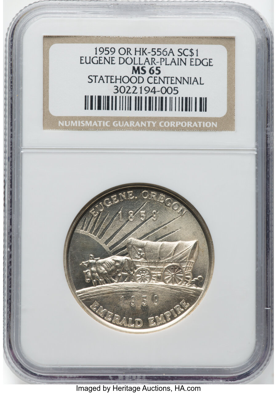 1959 SC$1 Oregon Statehood, Eugene, Silver-plated, HK-556a MS