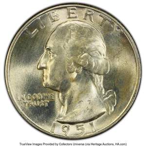image for: 1951-D/D 25C Repunched Mintmark FS-501 MS66 PCGS. PCGS Population: (6/1 and 1/0+). Mintage 35,354,800....