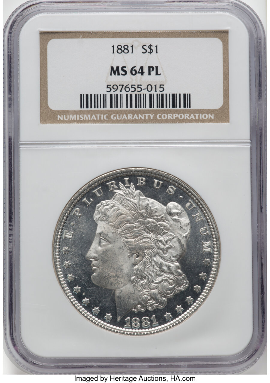 1881 $1 MS64 Prooflike NGC. Mintage 9,163,975. ...