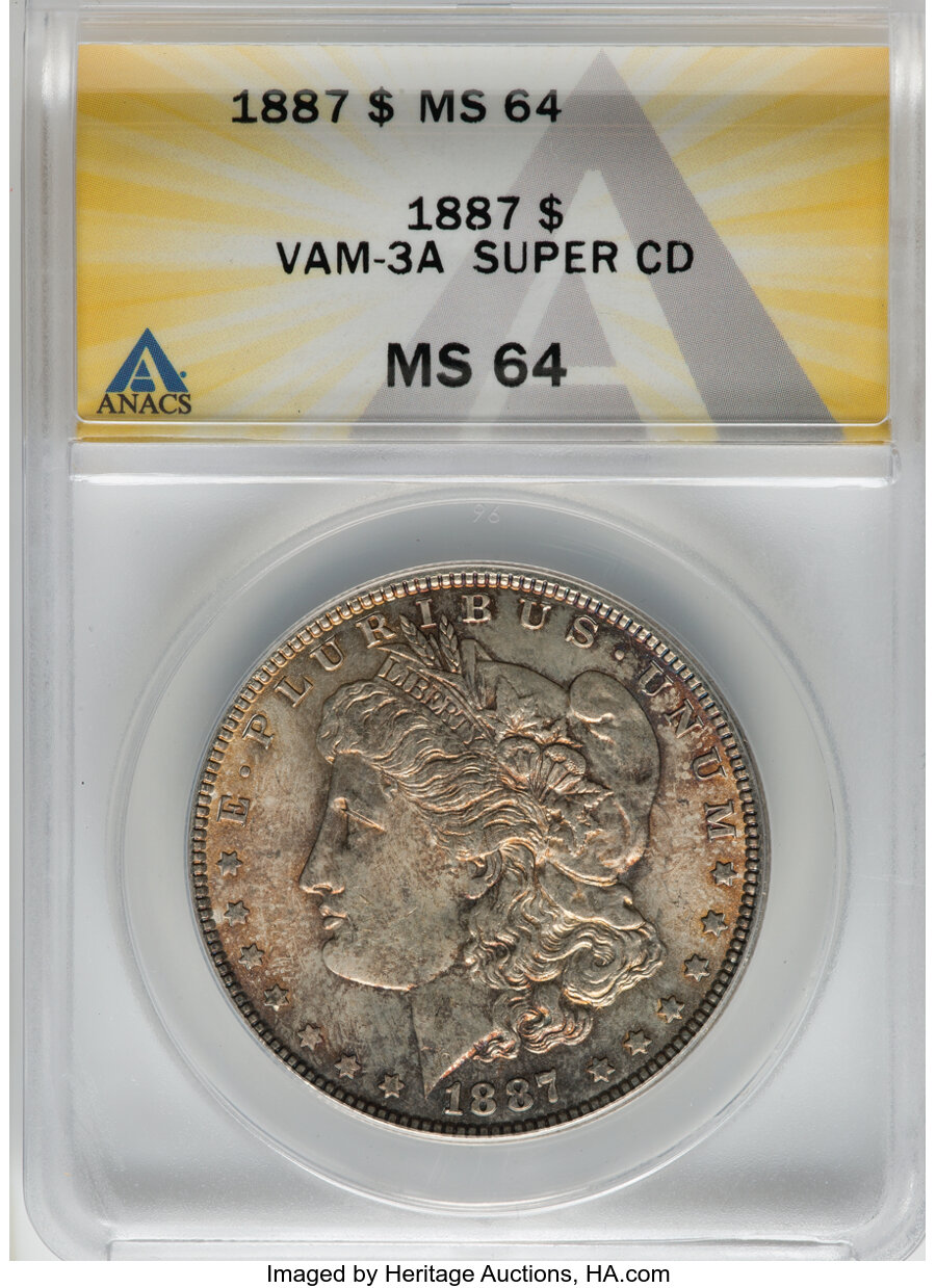 image for: 1887 $1 VAM-3A, Super CD, MS64 ANACS.  Mintage 20,290,710....