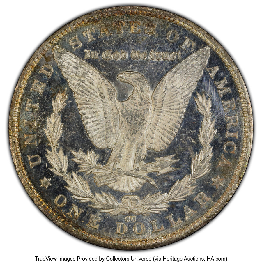 1881-CC $1 MS62 Deep Mirror Prooflike PCGS. Mintage 296,000. ...