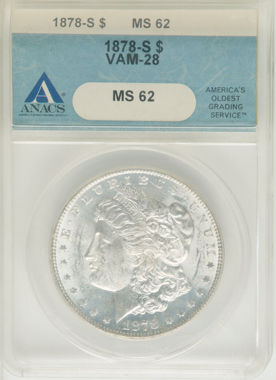 image for: 1878-S $1 VAM-28 MS62 ANACS.  Mintage 9,774,000....