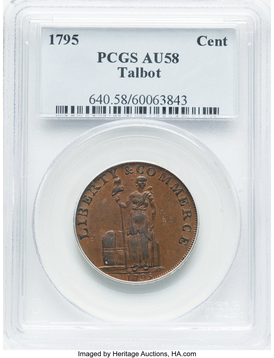 1795 CENT Talbot, Allum, & Lee Cent AU58 PCGS. Fuld-1, W-8620, Rulau-E-NY-881, R.1. PCGS Population: (41/152)....