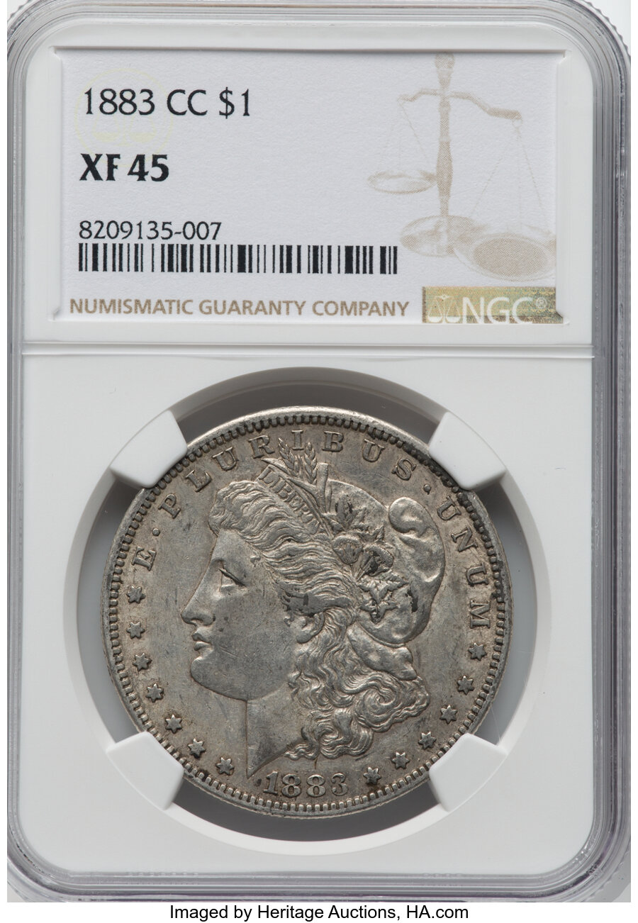 1883-CC $1 XF45 NGC. NGC Census: (23/26763). Mintage 1,204,000. ...