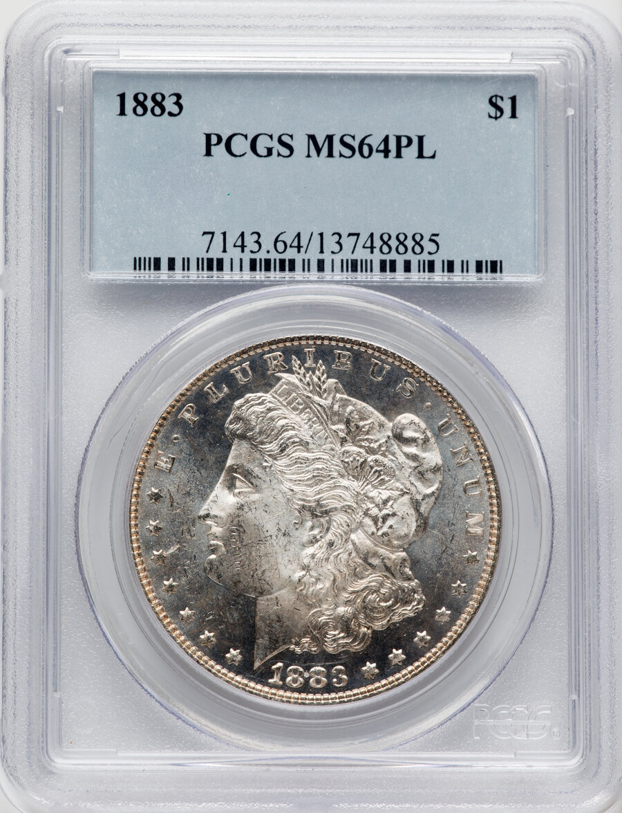 1883 $1 MS64 Prooflike PCGS. Mintage 12,291,039. ...