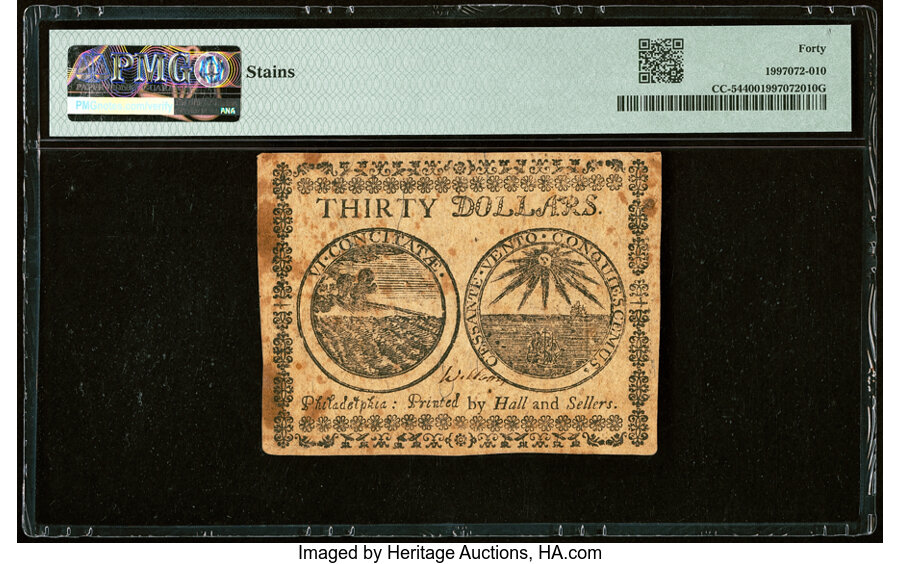 Nov 2, 1776 $30  Continental Congress (Fr. CC54) XF40 thumbnail 2