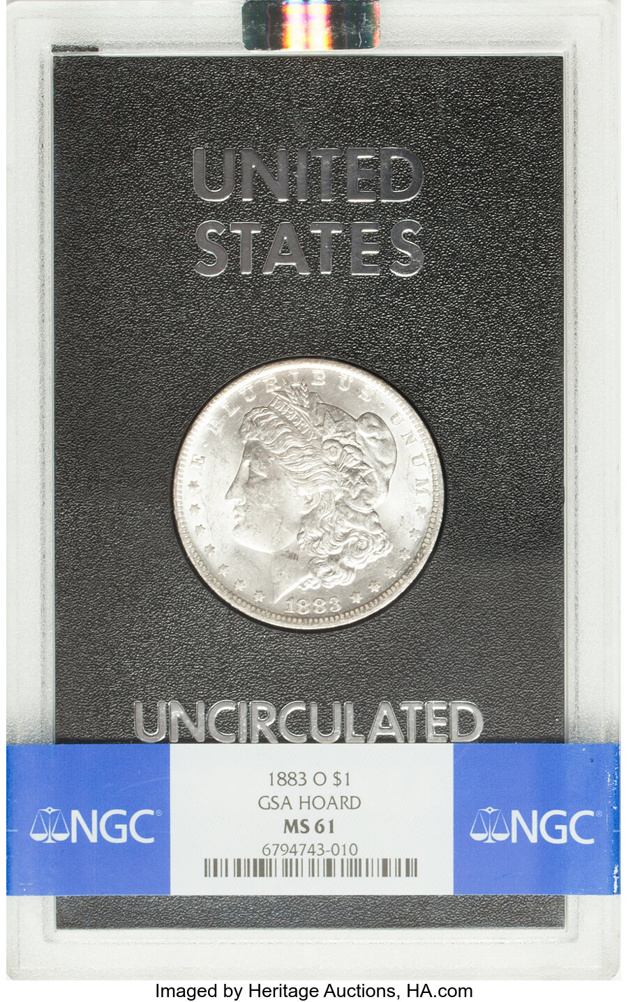 1883-O $1 GSA Hoard MS61 NGC. Box Included. NGC Census: (35/333). PCGS Population: (2/28). CDN: $165 Whsle. Bid for NGC/PCG...
