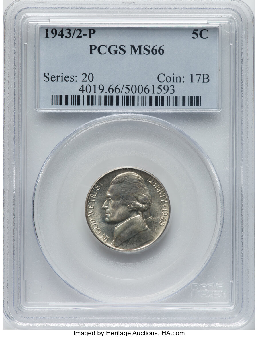 1943/2-P 5C MS66 PCGS. PCGS Population: (59/6). Mintage 271,165,000. ...