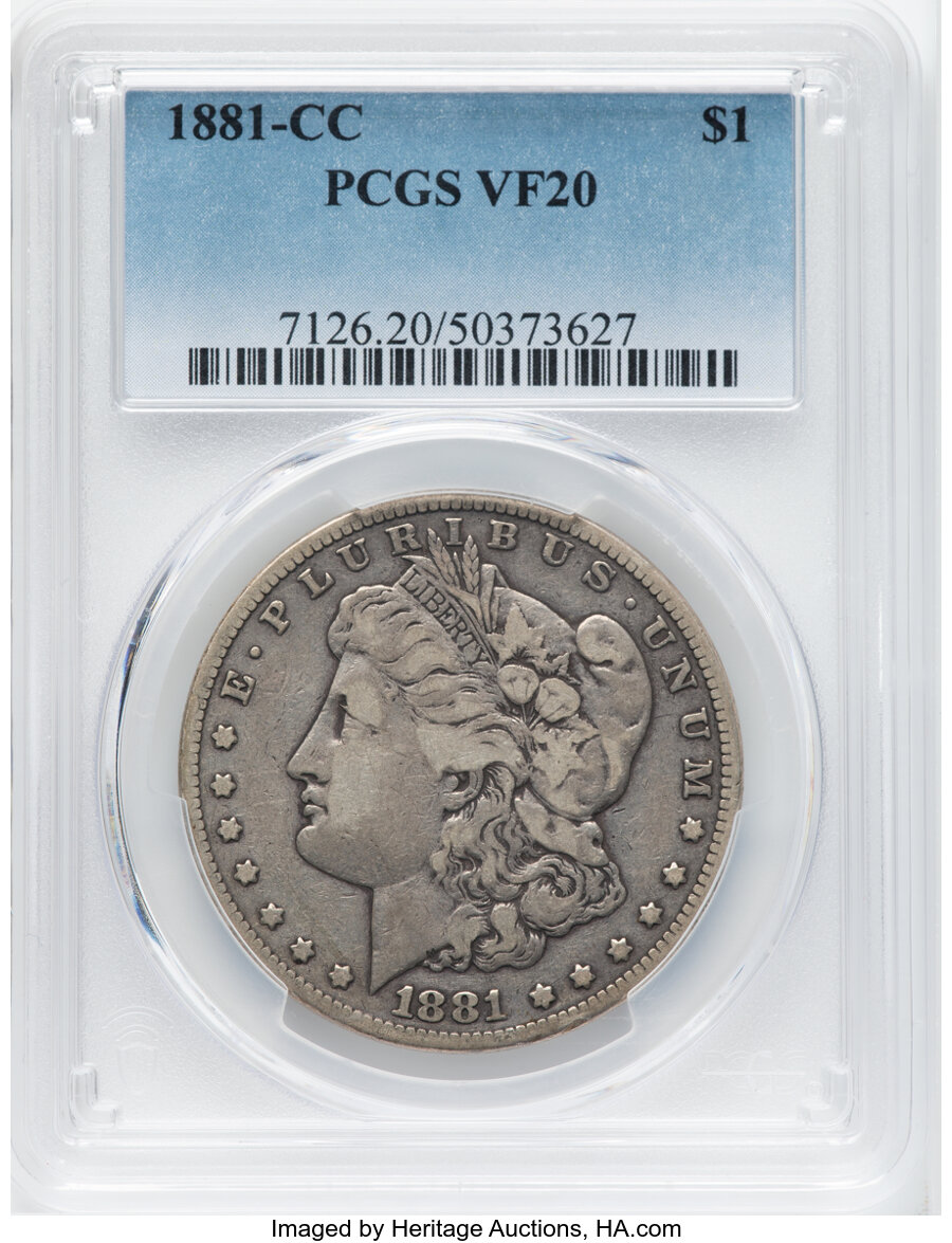 1881-CC $1 VF20 PCGS. PCGS Population: (52/24161). Mintage 296,000. ...