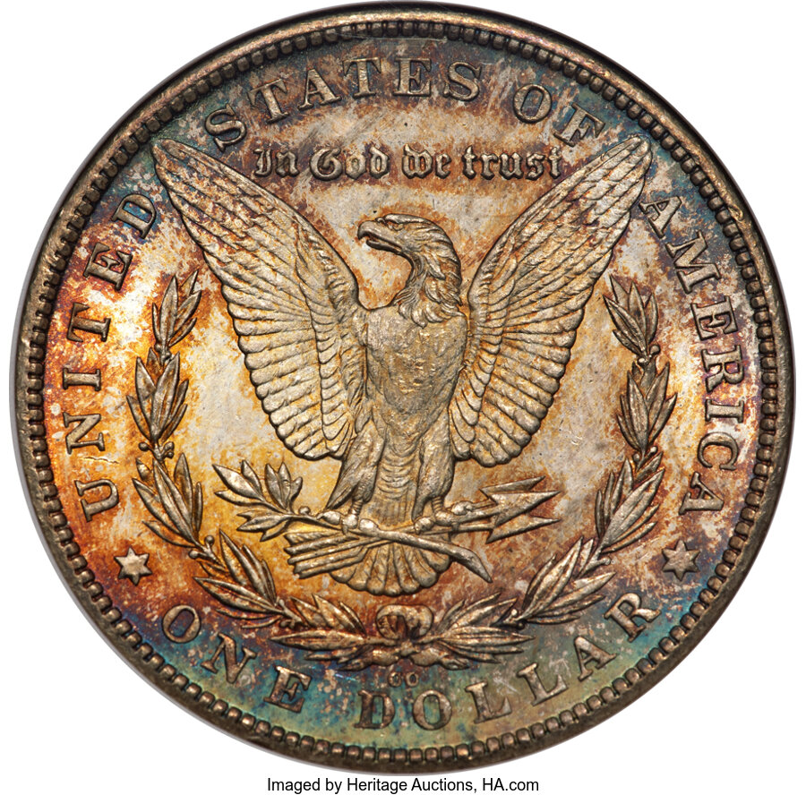 image for: 1880-CC $1 8 Over Low 7, VAM-6, MS63 Prooflike ANACS....