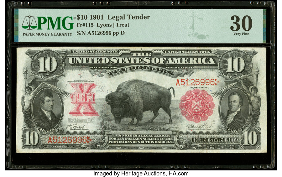 Fr. 115 $10 1901 Legal Tender PMG Very Fine 30....