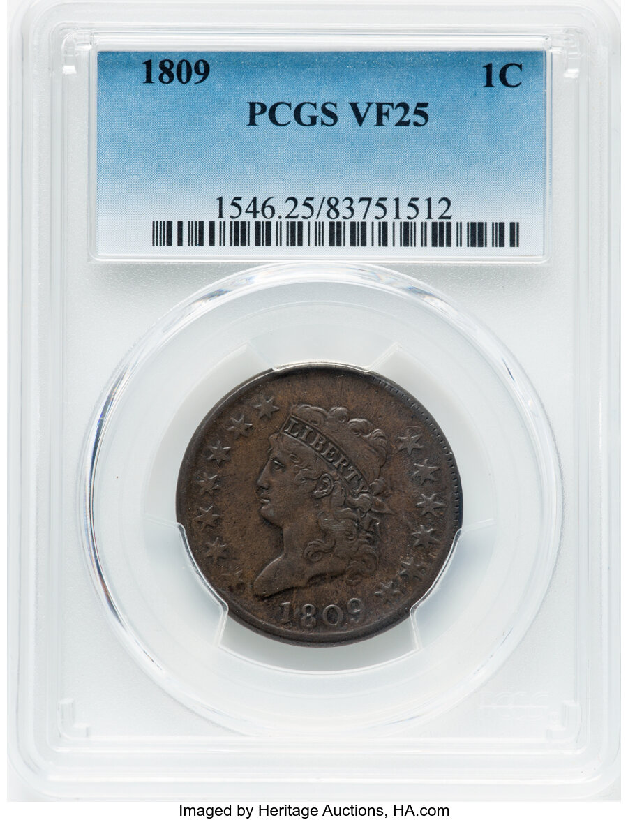 1809 1C S-280, B-1, R.2 VF25 PCGS....