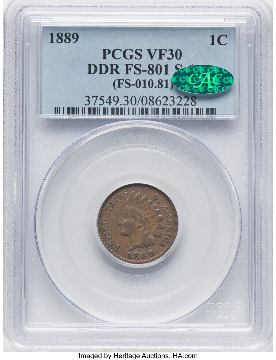 1889 1c Doubled Die Reverse, FS-801, S-1 MS BN