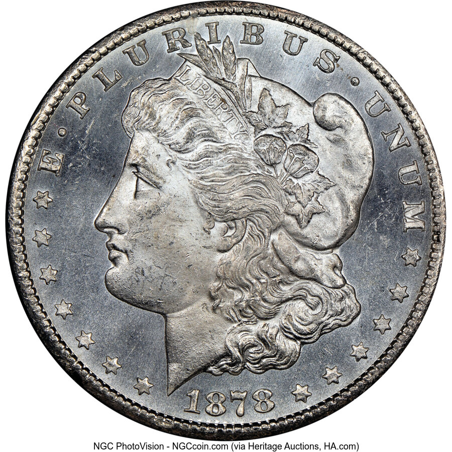 1878-CC $1 GSA MS64 Prooflike NGC. Ex: Toneddollars Collection. COA and Box included. NGC Census: (79/9). Mintage 2,212,00...