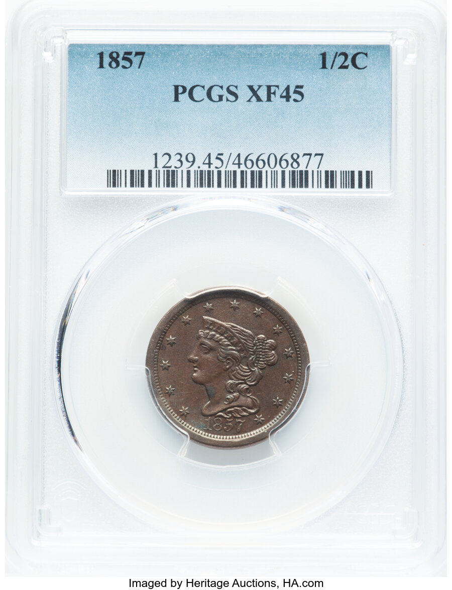1857 1/2c C-1 MS BN VG10 BN thumbnail 17