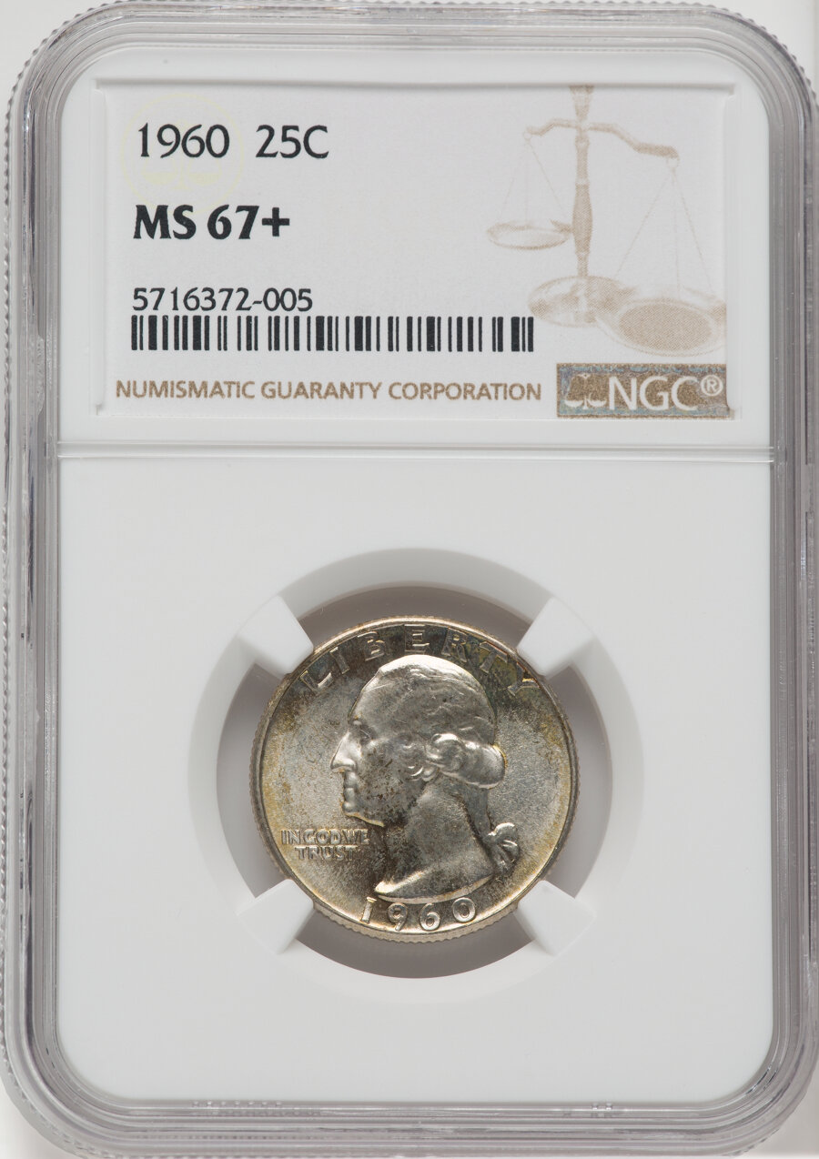 1960 25C MS67+ NGC. NGC Census: (93/0). Mintage 29,100,000....