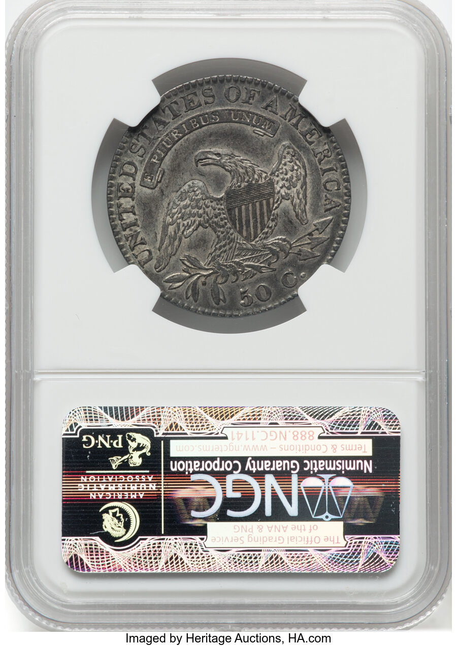 1821 50c O-107 AU53 CAC thumbnail 2