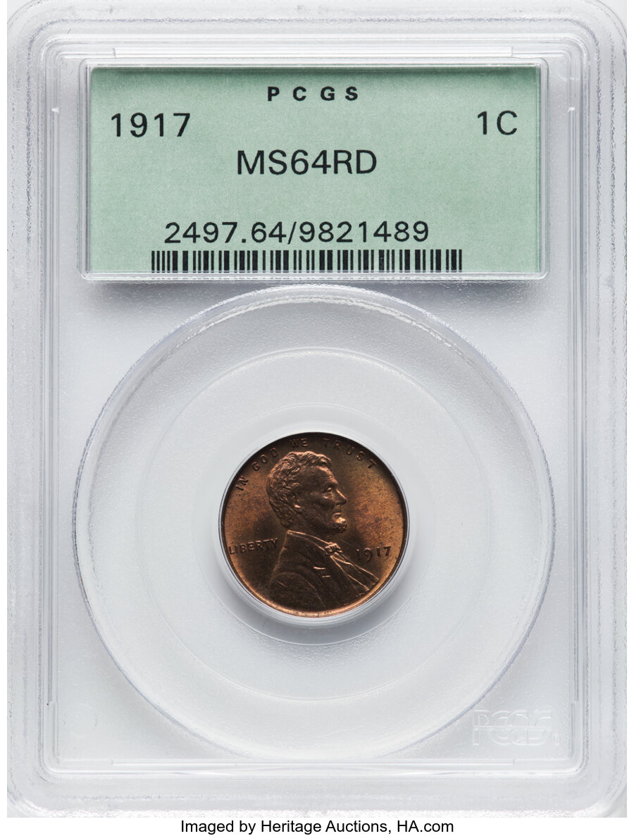 1917 1C MS64 Red PCGS. Mintage 196,429,785. ...