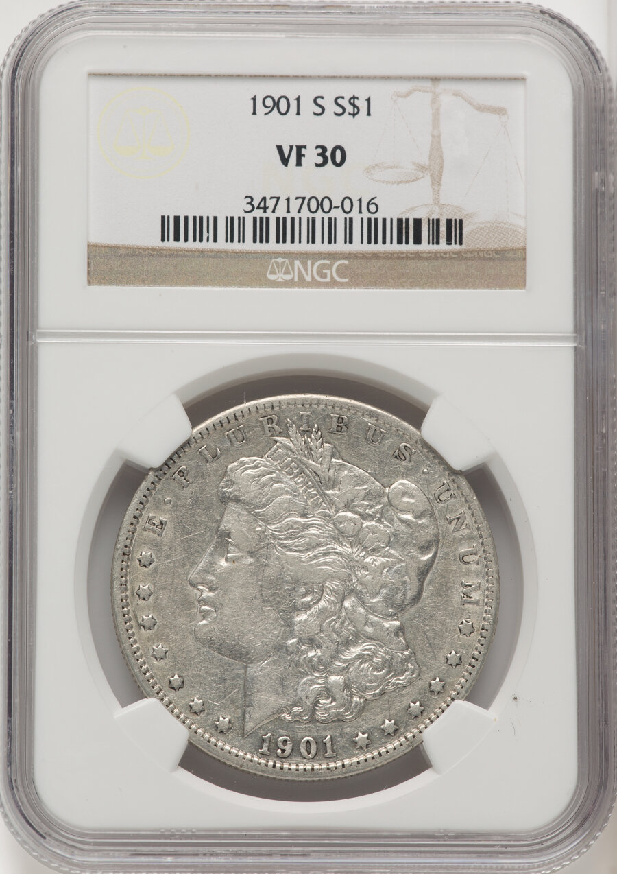 1901-S $1 VF30 NGC. NGC Census: (39/3281). Mintage 2,284,000. ...