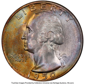 image for: 1950-S 25C Doubled Die Reverse, FS-801, MS67 PCGS. PCGS Population: (3/0). Mintage 10,284,004. ...