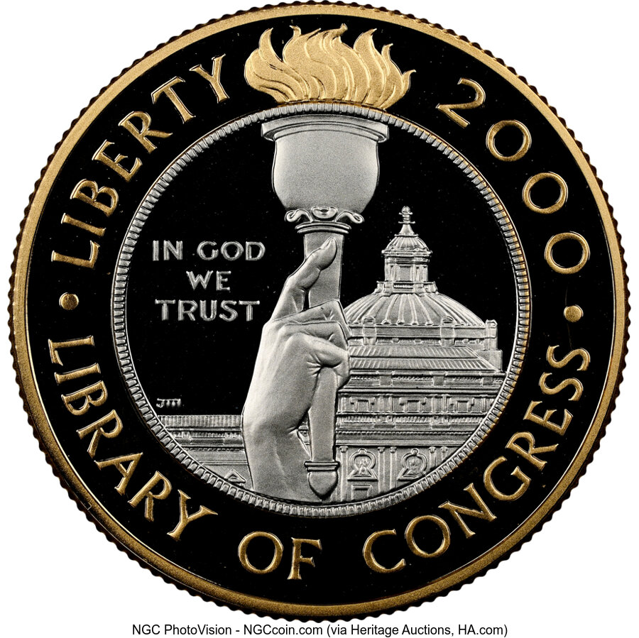 2000-W $10 Library of Congress Bimetallic Ten Dollar PR69 Ultra Cameo NGC. Mintage 27,445. ...