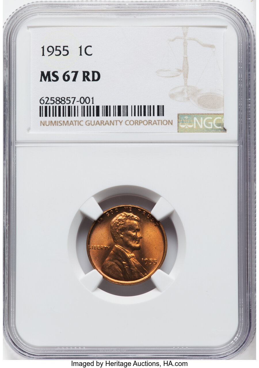 1955 1C MS67 Red NGC. Mintage 330,958,200. ...
