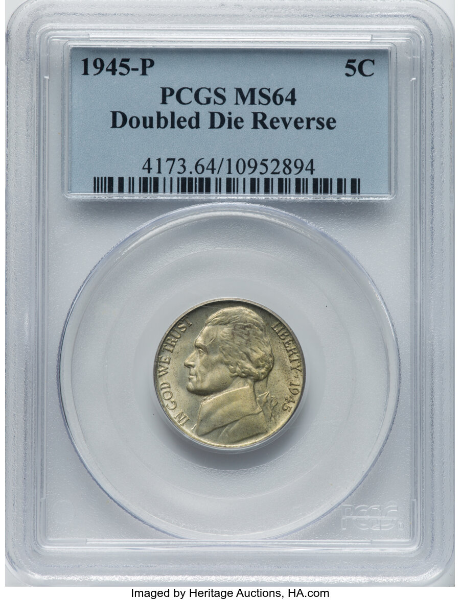 1945-P 5C Silver, Doubled Die Reverse XF40 thumbnail 10