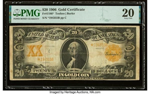 image for: Fr. 1186* $20 1906 Gold Certificate Star. PMG Very Fine 20....