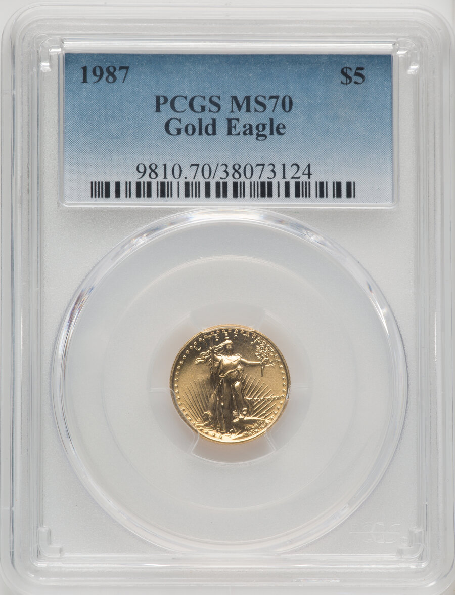 1987 G$5 Tenth-Ounce Gold Eagle MS70 PCGS....
