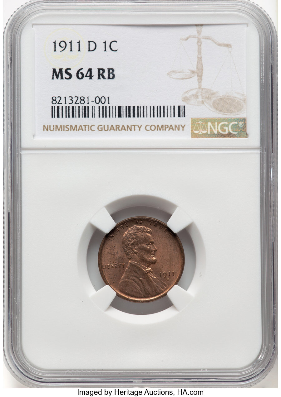 1911-D 1C MS64 Red and Brown NGC. Mintage 12,672,000. ...