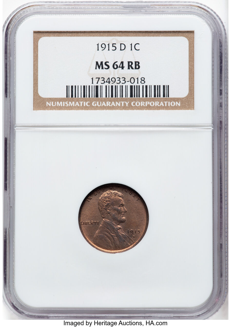 1915-D 1C MS64 Red and Brown NGC. Mintage 22,050,000. ...