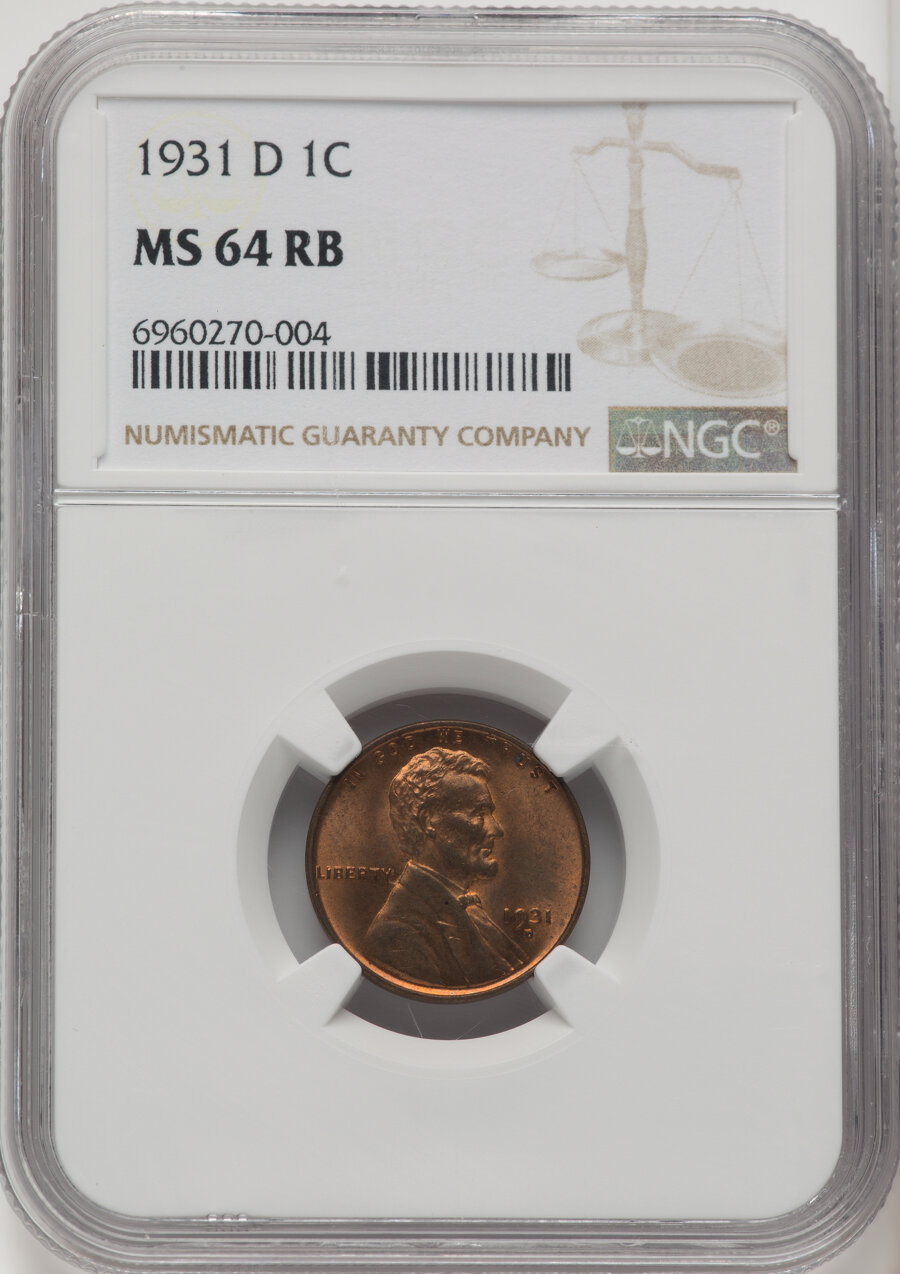 1931-D 1C MS64 Red and Brown NGC. Mintage 4,480,000. ...