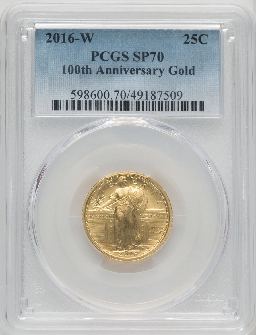 2016-W 25C Standing Liberty, Quarter-Ounce Gold, 100th Anniversary, SP70 PCGS....