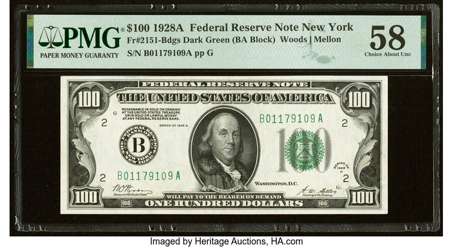 Fr. 2151-B $100 1928A Federal Reserve Note. PMG Choice About Unc 58....