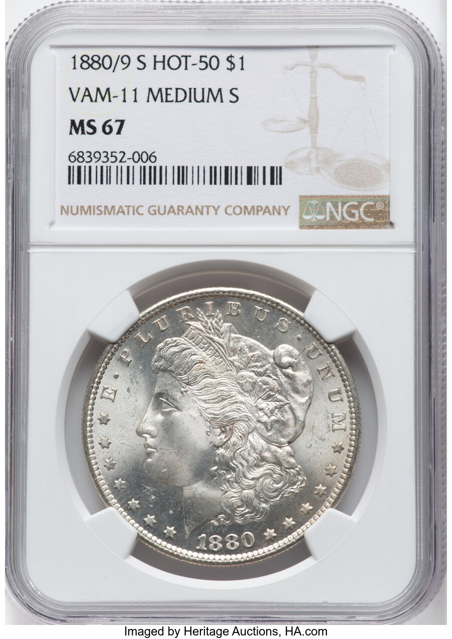 1880/9-S $1  Overdate, VAM-11 MS68 CAC thumbnail 7