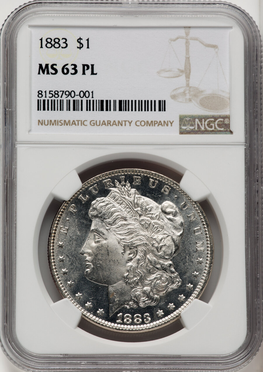 1883 $1 MS63 Prooflike NGC. Mintage 12,291,039....